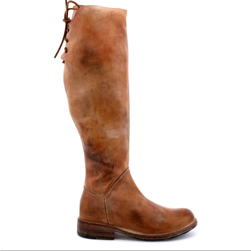 Bed Stu Distressed Brown Lace-Up Knee-High Boots